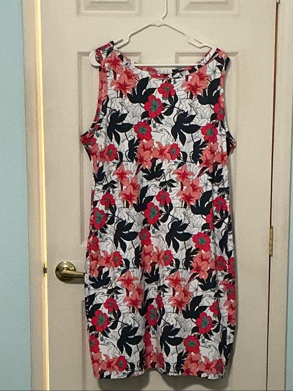Columbia White Sleeveless Mini Dress with Pink & Black Floral Print